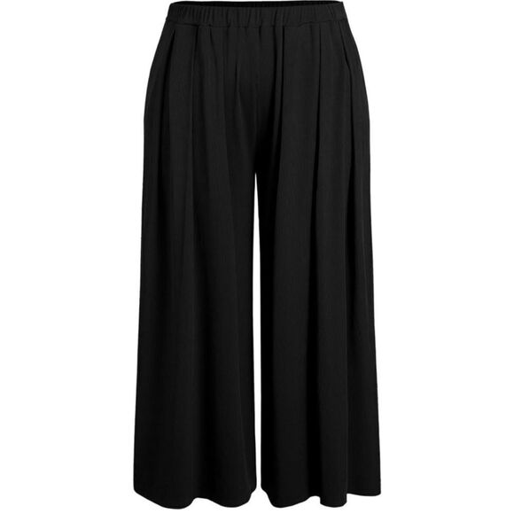 Black CIDER Solid Elastic Waist Pocket Wide Leg Pants Curve & Plus 1X - Picture 1 of 9